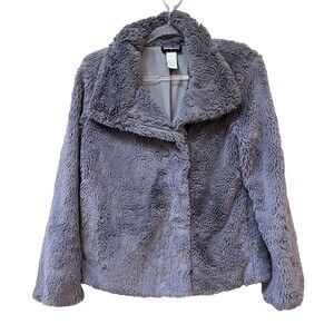 Patagonia Womens Pelage Winter Gray Fuzzy Furry Jacket Coat Zip Size Small